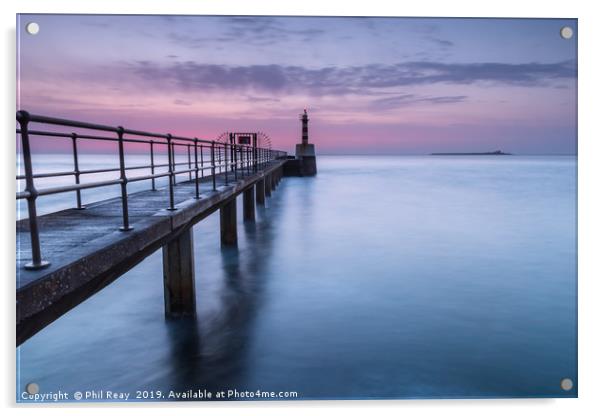 Amble Pier Acrylic by Phil Reay