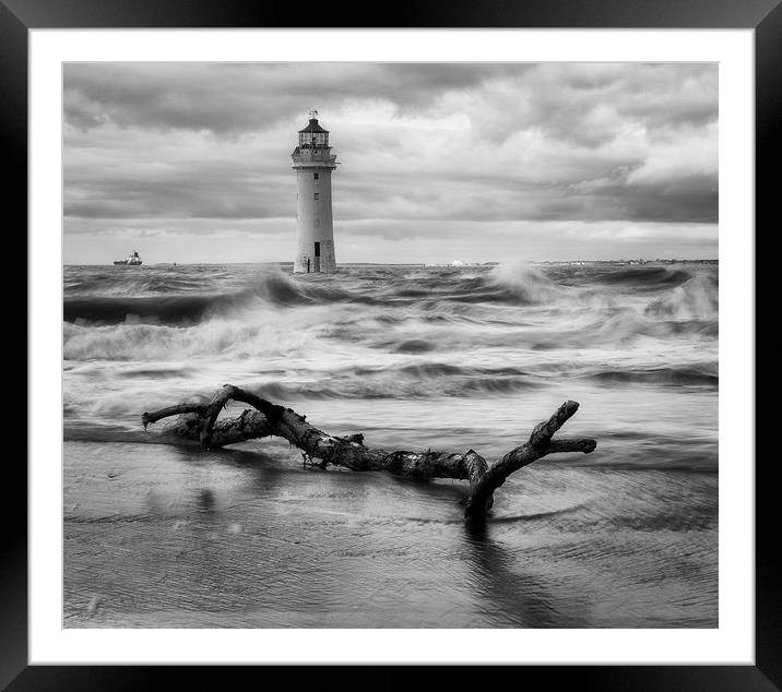 Perch Rock Mono Framed Mounted Print by Ray Tickle