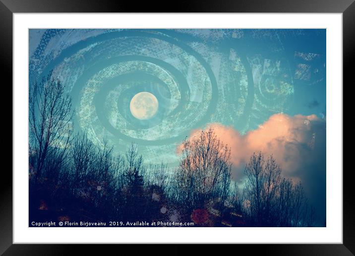 Moon Swirled Framed Mounted Print by Florin Birjoveanu