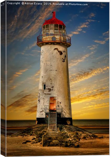 Point of Ayr Lighthouse Sunset Canvas Print by Adrian Evans