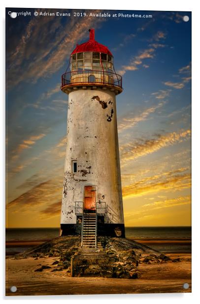 Point of Ayr Lighthouse Sunset Acrylic by Adrian Evans