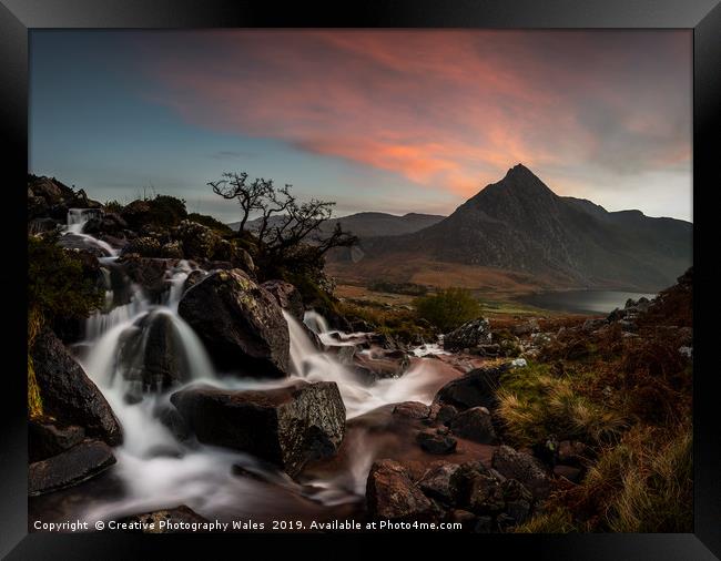 Tryfan from Afon Lloer, Snowdonia National Park Framed Print by Creative Photography Wales