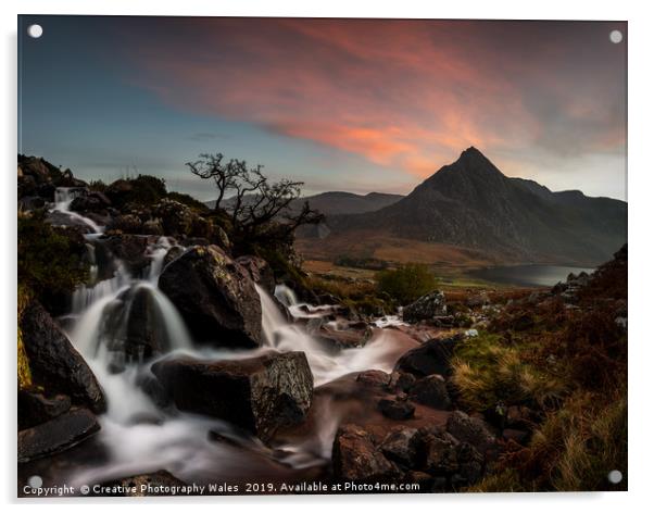 Tryfan from Afon Lloer, Snowdonia National Park Acrylic by Creative Photography Wales