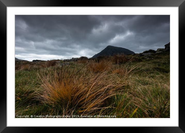 Cwm Idwal Landscape to Pen yr Ole Wen, Snowdonia N Framed Mounted Print by Creative Photography Wales