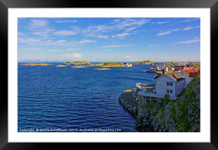 Henningsvaer in the Light of the Setting Sun Framed Mounted Print by Gisela Scheffbuch