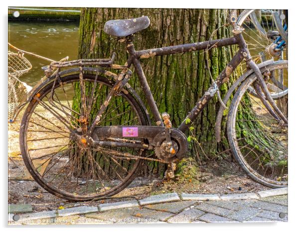 Abandoned bike on an Amsterdam canal-side Acrylic by Paul Nicholas