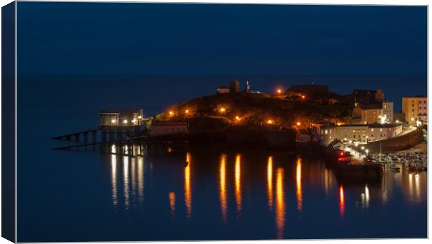 Tenby Harbour At Night Canvas Print by Michael South Photography