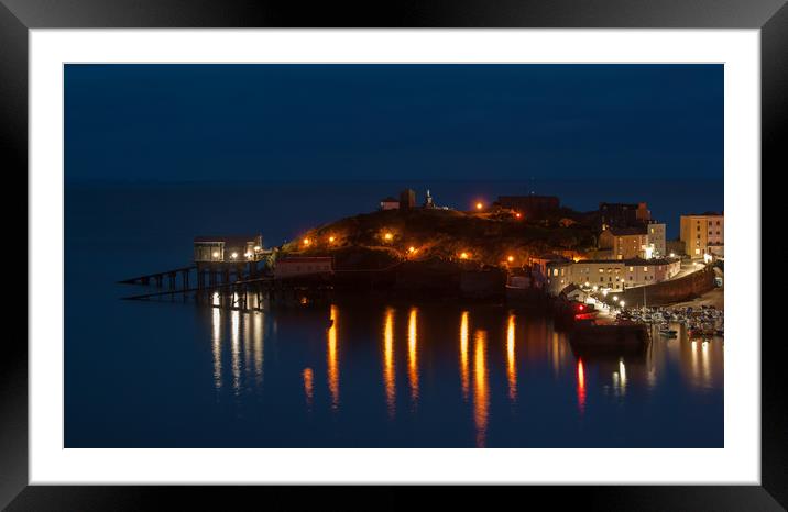 Tenby Harbour At Night Framed Mounted Print by Michael South Photography