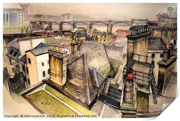 Over the Tyne Bridge Print by John Lowerson