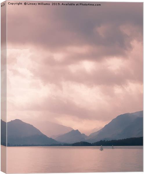 Derwent water and Borrowdale Valley Cumbria Canvas Print by Linsey Williams