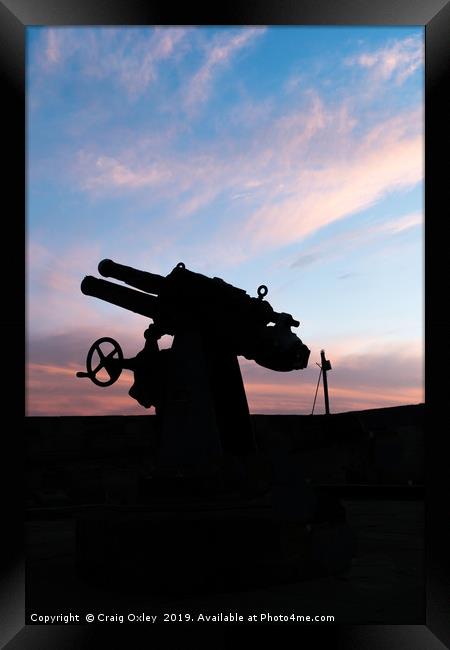 Artillery Gun At Sunset  Framed Print by Craig Oxley