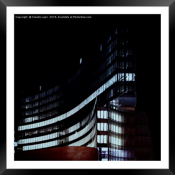 City Night Architecture. Building details. Framed Mounted Print by Claudio Lepri