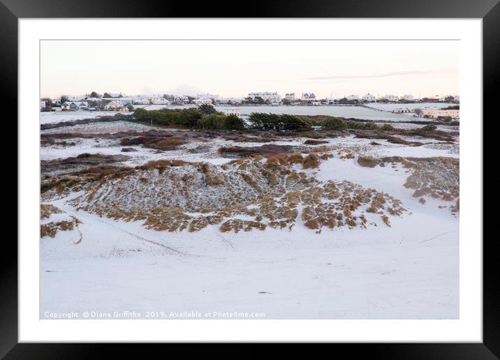 Crantock under Snow Framed Mounted Print by Diane Griffiths