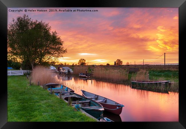 Boats at West Somerton  Framed Print by Helen Hotson