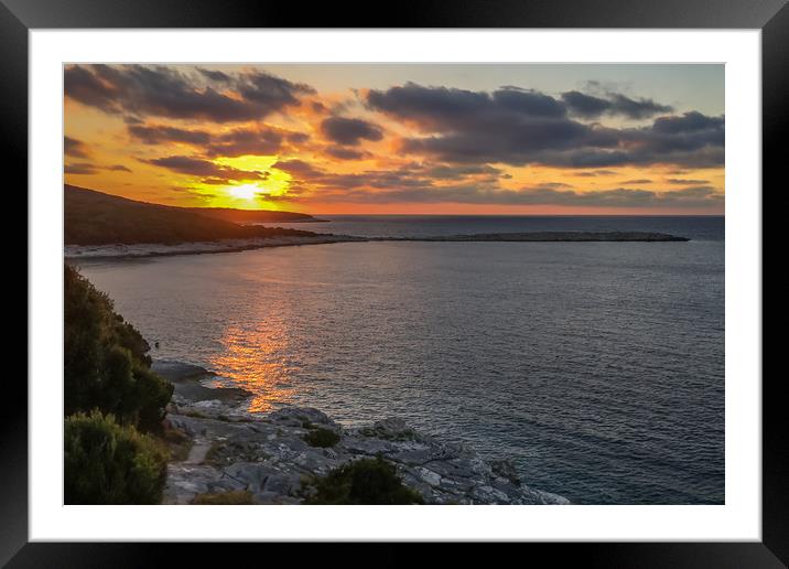 Fiscardo coastline at Sunset Framed Mounted Print by Naylor's Photography