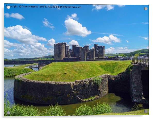 The Castle Of Caerphilly  Acrylic by Jane Metters