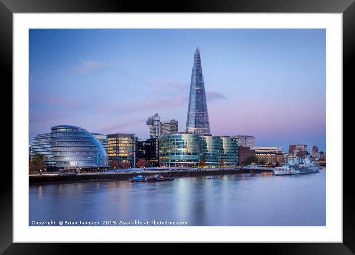 City Hall and the Shard Framed Mounted Print by Brian Jannsen