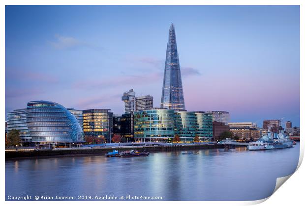 City Hall and the Shard Print by Brian Jannsen