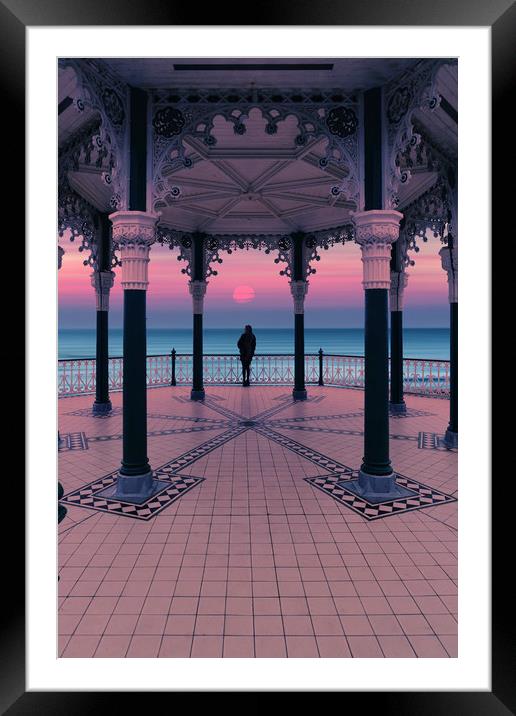 Silhouette Of Girl On Brighton Bandstand Framed Mounted Print by Maggie McCall