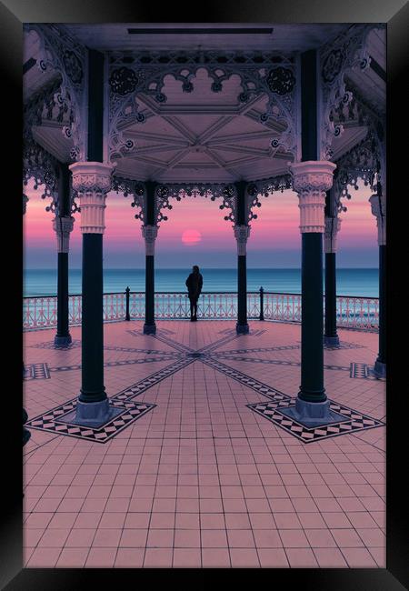 Silhouette Of Girl On Brighton Bandstand Framed Print by Maggie McCall