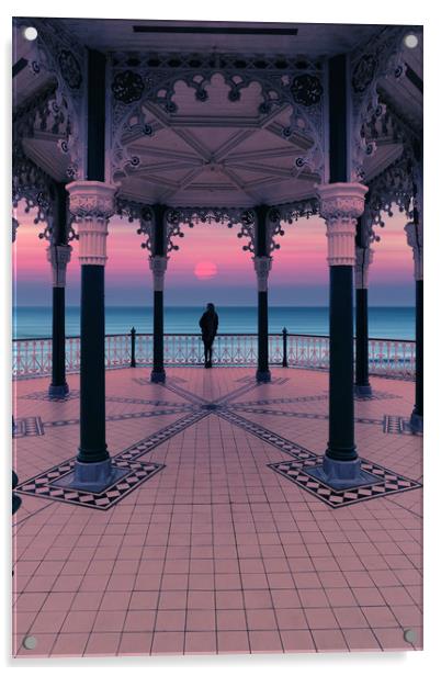 Silhouette Of Girl On Brighton Bandstand Acrylic by Maggie McCall