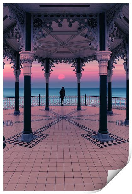 Silhouette Of Girl On Brighton Bandstand Print by Maggie McCall
