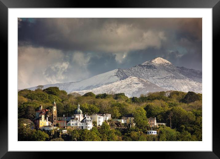 Portmeirion with Snowdon in the background  Framed Mounted Print by Rory Trappe
