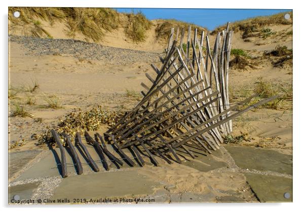 Fence in the dunes Acrylic by Clive Wells