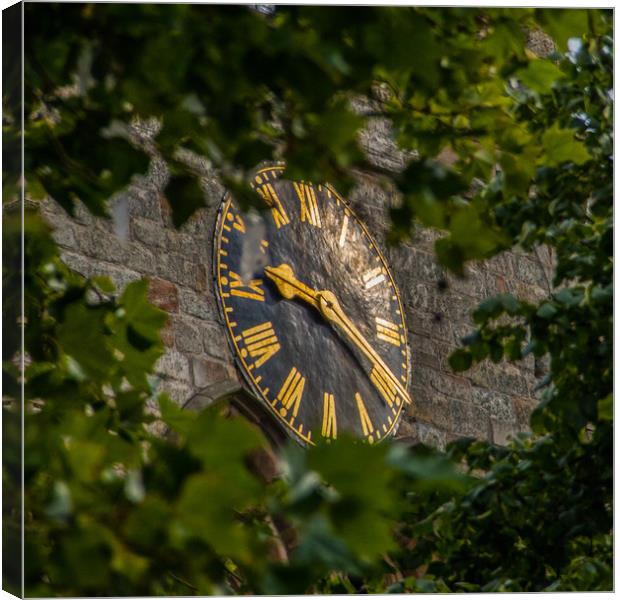The Crooked Spires Clockface. Canvas Print by Michael South Photography