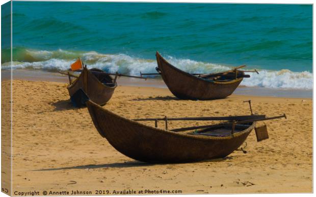 Tan Thanh fishing Boats #1 Canvas Print by Annette Johnson