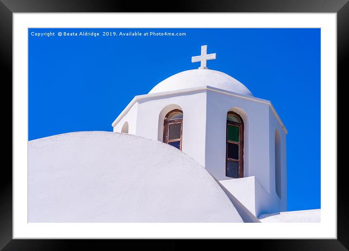 Santorini churches Framed Mounted Print by Beata Aldridge