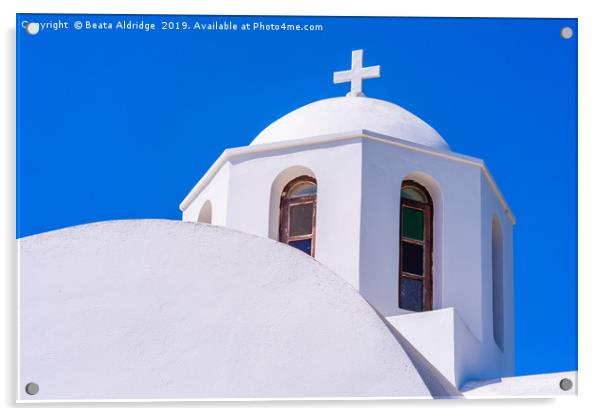 Santorini churches Acrylic by Beata Aldridge