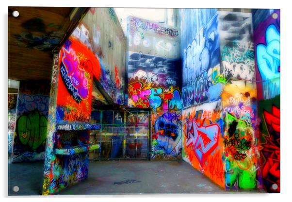 Southbank Skate Park Graffiti Street Art London Acrylic by Andy Evans Photos