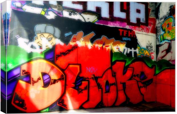 Southbank Skate Park Graffiti Street Art London Canvas Print by Andy Evans Photos