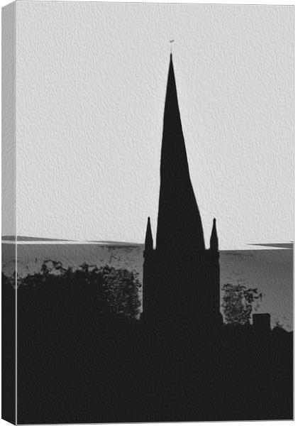 The Crooked Spire. (A digital painting effect)  Canvas Print by Michael South Photography