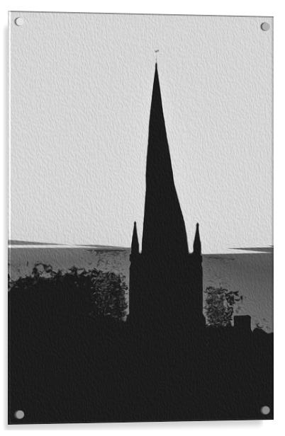 The Crooked Spire. (A digital painting effect)  Acrylic by Michael South Photography