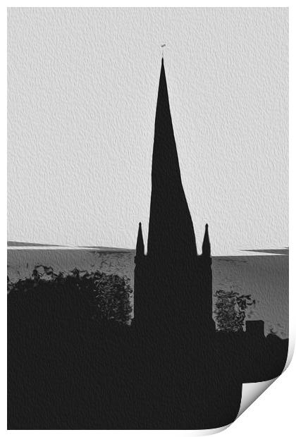 The Crooked Spire. (A digital painting effect)  Print by Michael South Photography