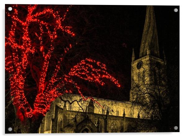 The Crooked Spire at Christmas Acrylic by Michael South Photography