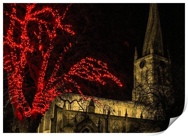 The Crooked Spire at Christmas Print by Michael South Photography