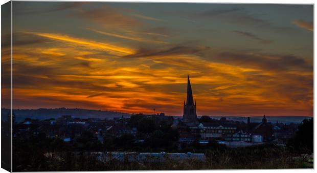 The Crooked Spire at sunset. Canvas Print by Michael South Photography
