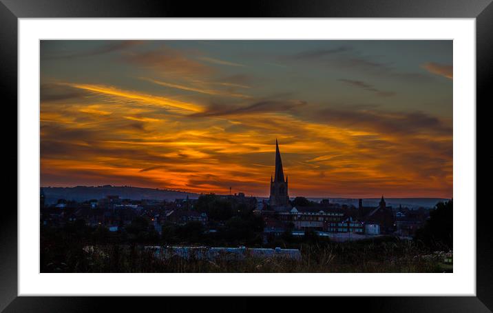 The Crooked Spire at sunset. Framed Mounted Print by Michael South Photography