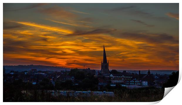 The Crooked Spire at sunset. Print by Michael South Photography