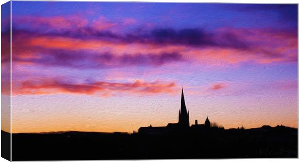 The Crooked Spire.(A digital painting effect)  Canvas Print by Michael South Photography