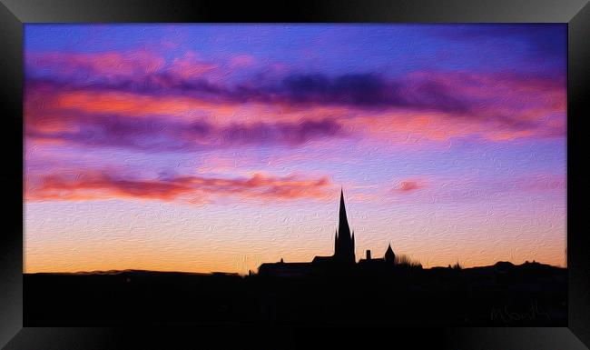 The Crooked Spire.(A digital painting effect)  Framed Print by Michael South Photography