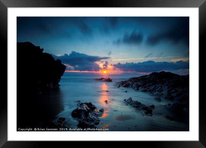 Sunset Over the Coast of Cornwall Framed Mounted Print by Brian Jannsen