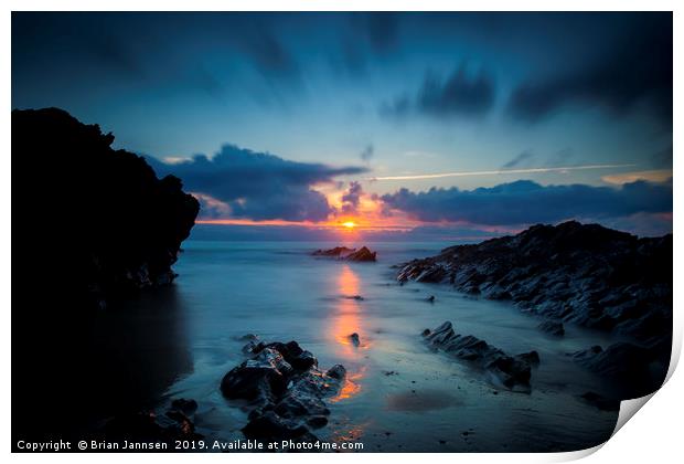 Sunset Over the Coast of Cornwall Print by Brian Jannsen