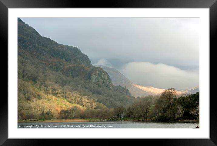 Llyn Gwynant and Mountains Snowdonia  Framed Mounted Print by Nick Jenkins
