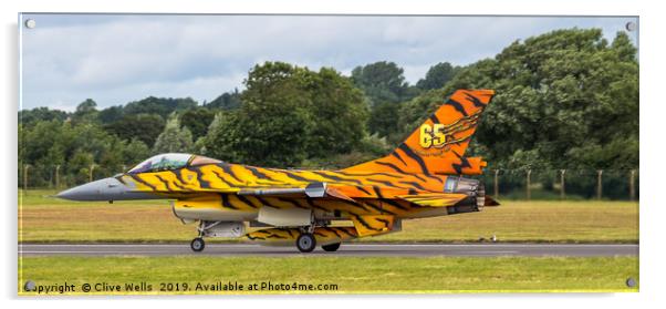 F-16A Fighting Falcon in Tiger Colours at RIAT Acrylic by Clive Wells