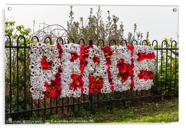 Knitted PEACE sign at Folkstone in Kent Acrylic by Clive Wells