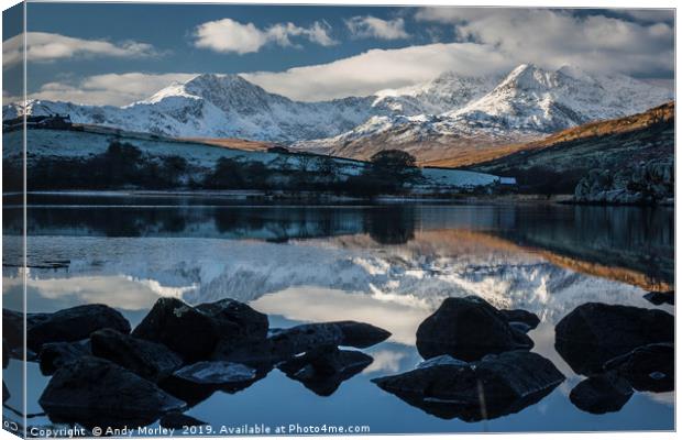 Mirrored Mountains Canvas Print by Andy Morley